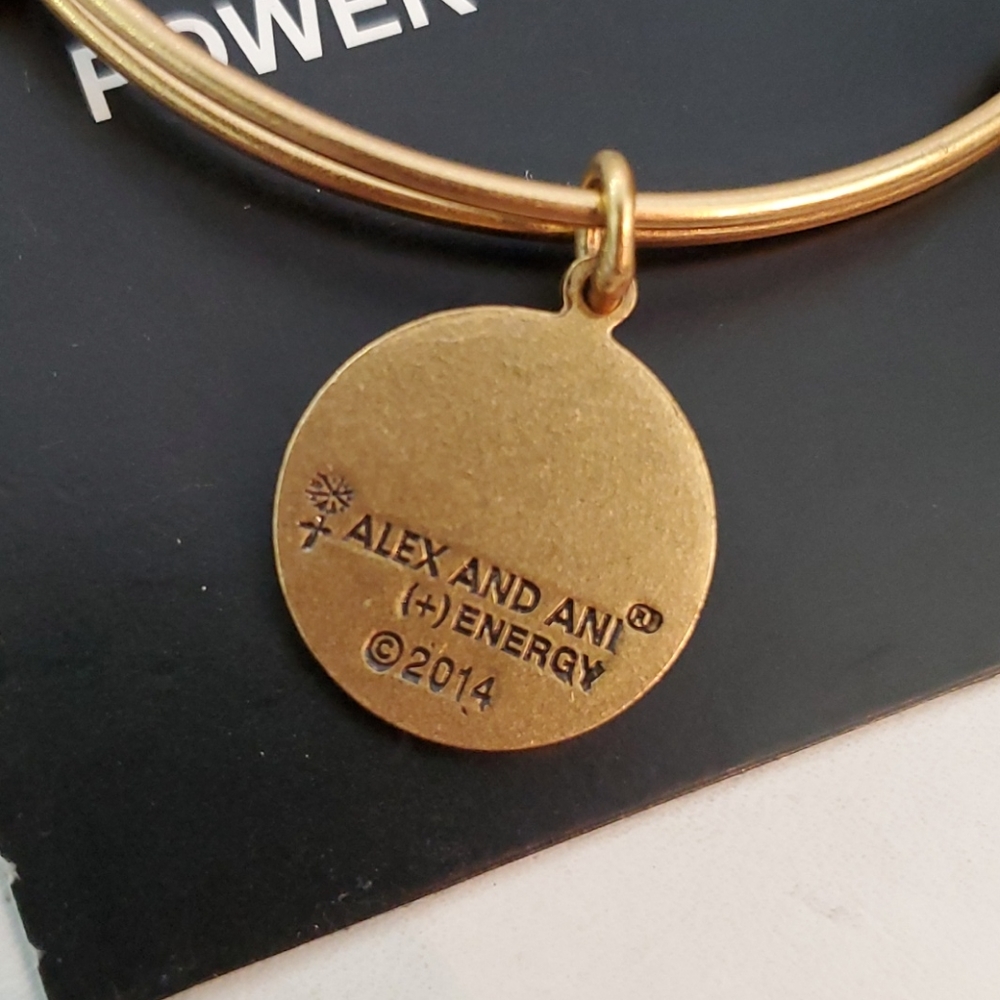 Alex and Ani Inital Letter F Goldtone bracelet - Picture 6 of 9